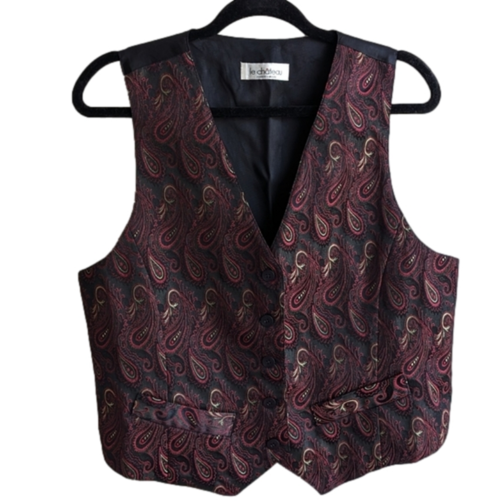 Vintage Jacquard Vest Le Chateau Brocade Paisley L